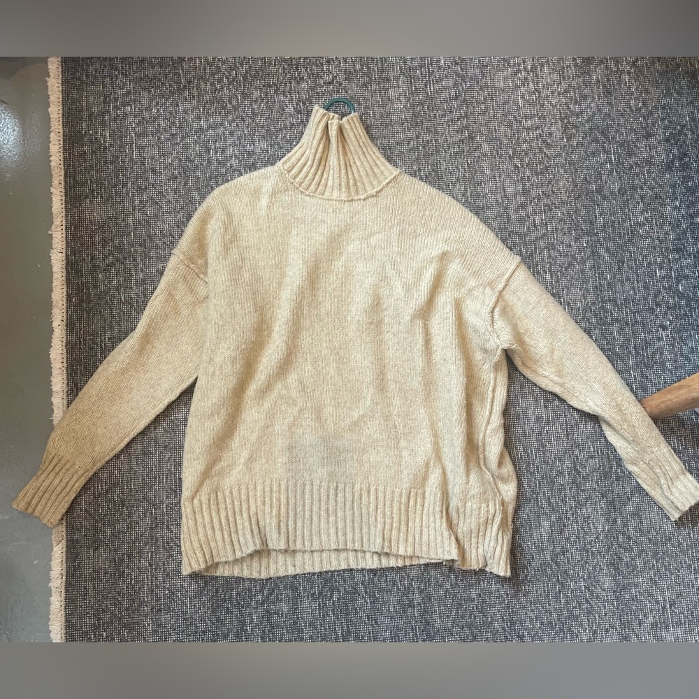 NLST F/W15 Wool Alpaca Blend Knit Tan Mock Neck/Turtleneck Sweater Unisex Medium